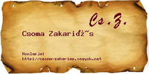 Csoma Zakariás névjegykártya